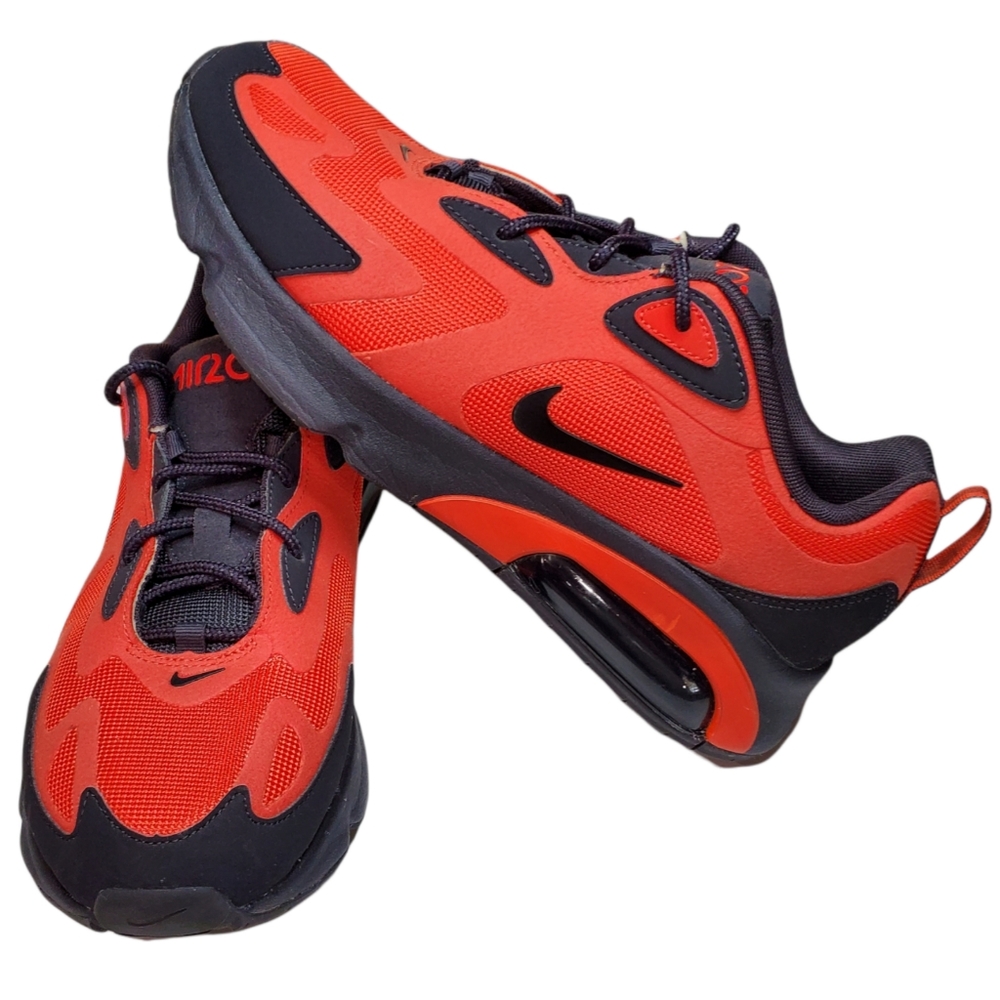Nike Air Max 200 Habanero Red/Oil Gray Lace Up Running Shoes Size 8.5